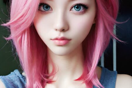 AI girl with pink hair wallpaper