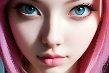 AI girl with pink hair wallpaper