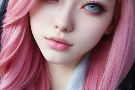 AI girl with pink hair wallpaper