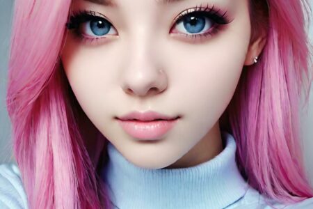 AI girl with pink hair wallpaper