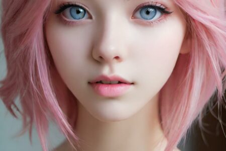 AI girl with pink hair wallpaper