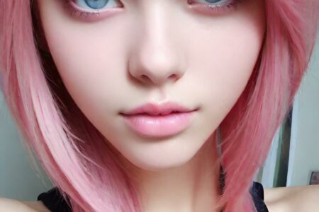 AI girl with pink hair wallpaper