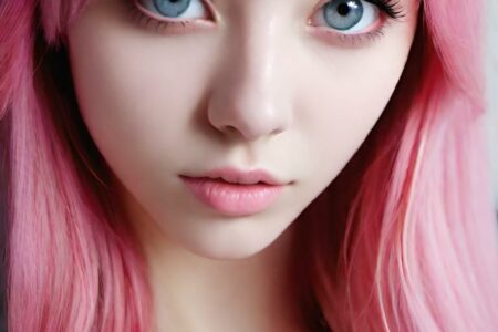 AI girl with pink hair wallpaper