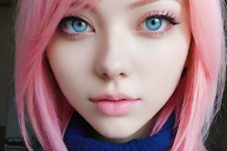 AI girl with pink hair wallpaper
