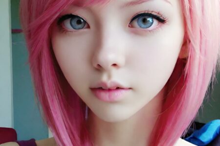 AI girl with pink hair wallpaper