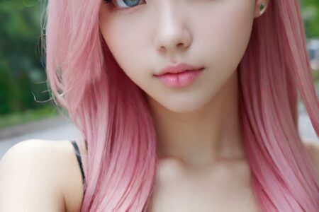 AI girl with pink hair wallpaper