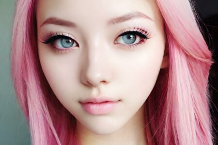 AI girl with pink hair wallpaper