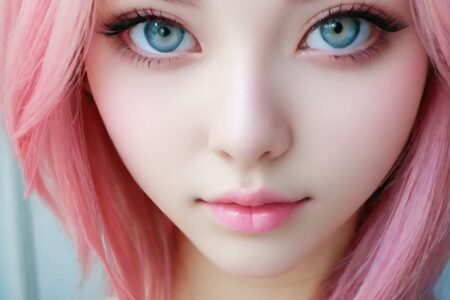 AI girl with pink hair wallpaper