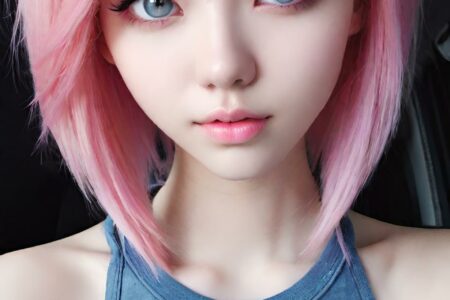 AI girl with pink hair wallpaper