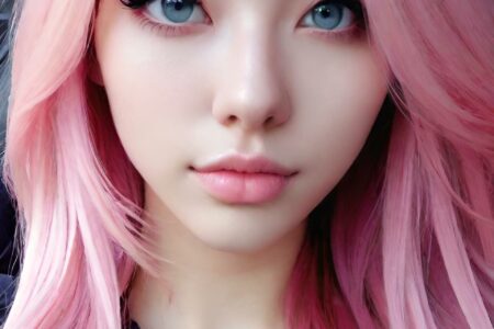 AI girl with pink hair wallpaper