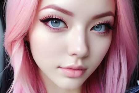 AI girl with pink hair wallpaper