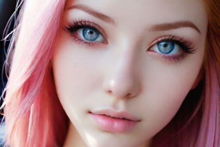AI girl with pink hair wallpaper