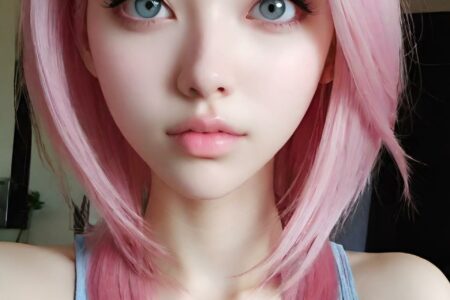 AI girl with pink hair wallpaper