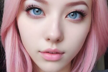 AI girl with pink hair wallpaper