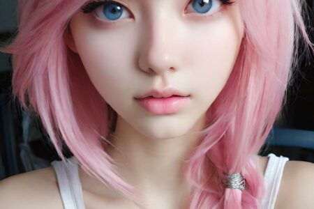 AI girl with pink hair wallpaper