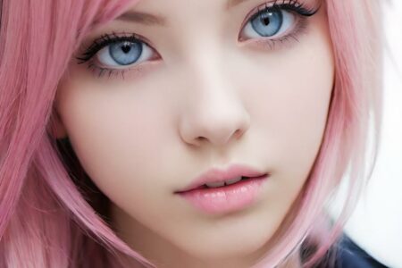 AI girl with pink hair wallpaper