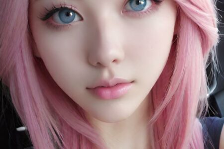AI girl with pink hair wallpaper