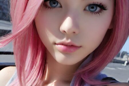 AI girl with pink hair wallpaper