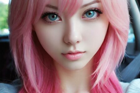 AI girl with pink hair wallpaper
