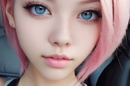 AI girl with pink hair wallpaper