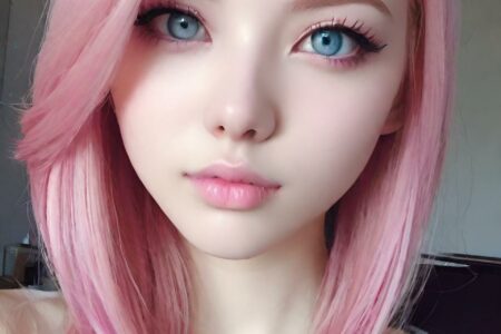 AI girl with pink hair wallpaper
