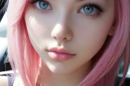 AI girl with pink hair wallpaper