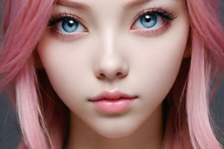 AI girl with pink hair wallpaper