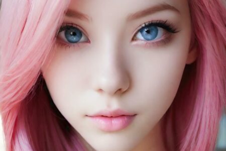 AI girl with pink hair wallpaper