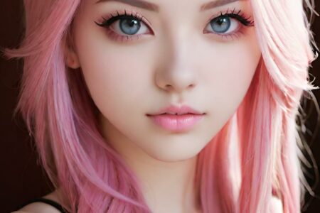 AI girl with pink hair wallpaper