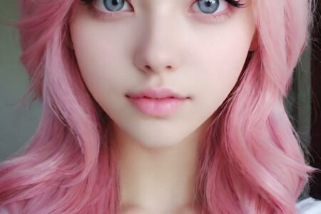 AI girl with pink hair wallpaper