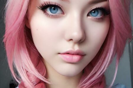 AI girl with pink hair wallpaper