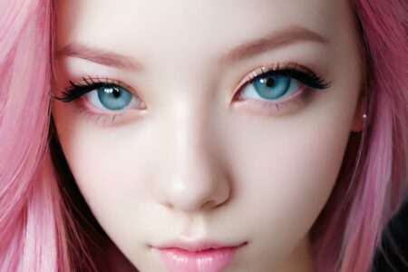 AI girl with pink hair wallpaper