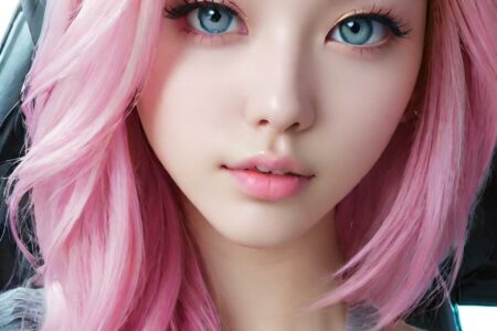 AI girl with pink hair wallpaper