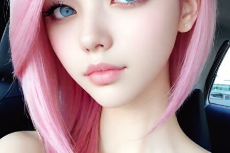 AI girl with pink hair wallpaper