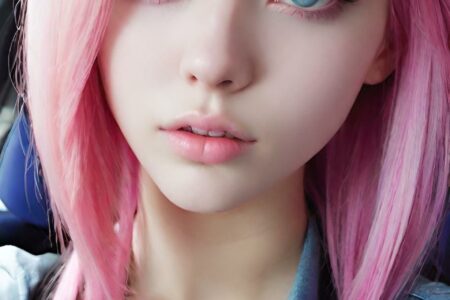 AI girl with pink hair wallpaper