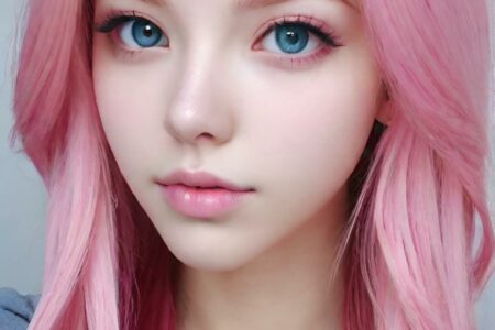 AI girl with pink hair wallpaper