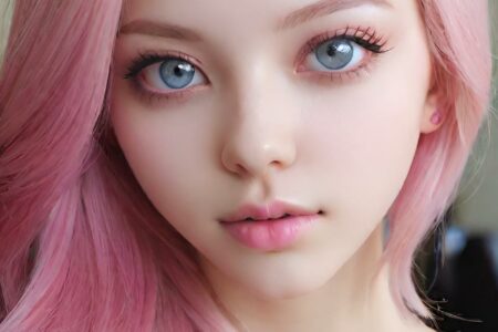 AI girl with pink hair wallpaper