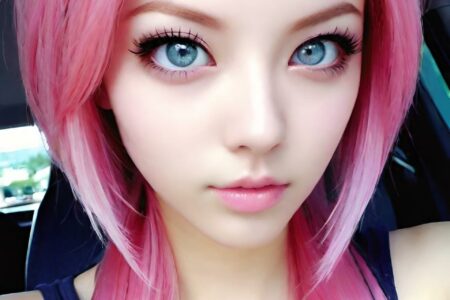 AI girl with pink hair wallpaper