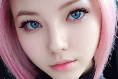 AI girl with pink hair wallpaper
