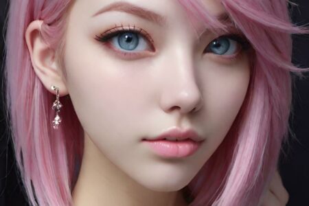 AI girl with pink hair wallpaper