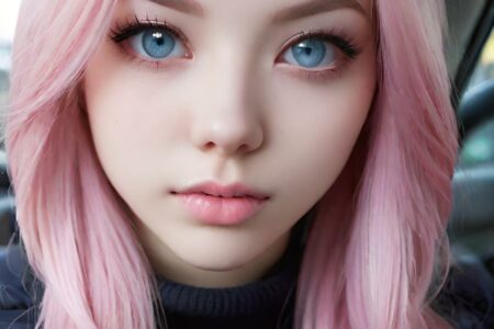 AI girl with pink hair wallpaper