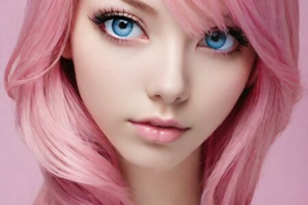 AI girl with pink hair wallpaper