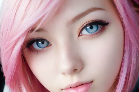 AI girl with pink hair wallpaper
