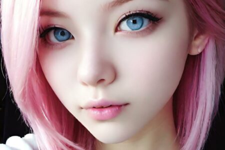 AI girl with pink hair wallpaper