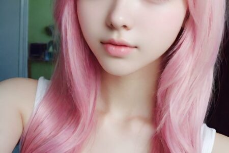 AI girl with pink hair wallpaper