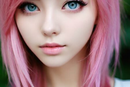 AI girl with pink hair wallpaper