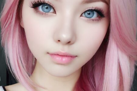 AI girl with pink hair wallpaper