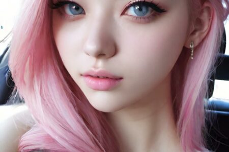 AI girl with pink hair wallpaper