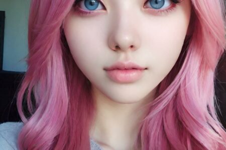 AI girl with pink hair wallpaper