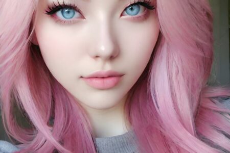 AI girl with pink hair wallpaper